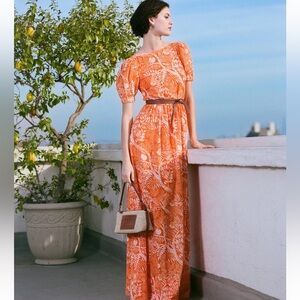 STAUD Runway Alix Dress in Tangerine Tree Whiskey - Size Small